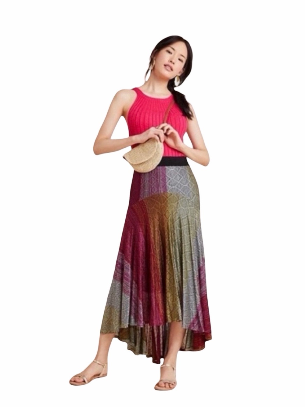 Cecilia Prado Women's Ombre Multicolor High-Low Maxi Skirt S/p EUC
